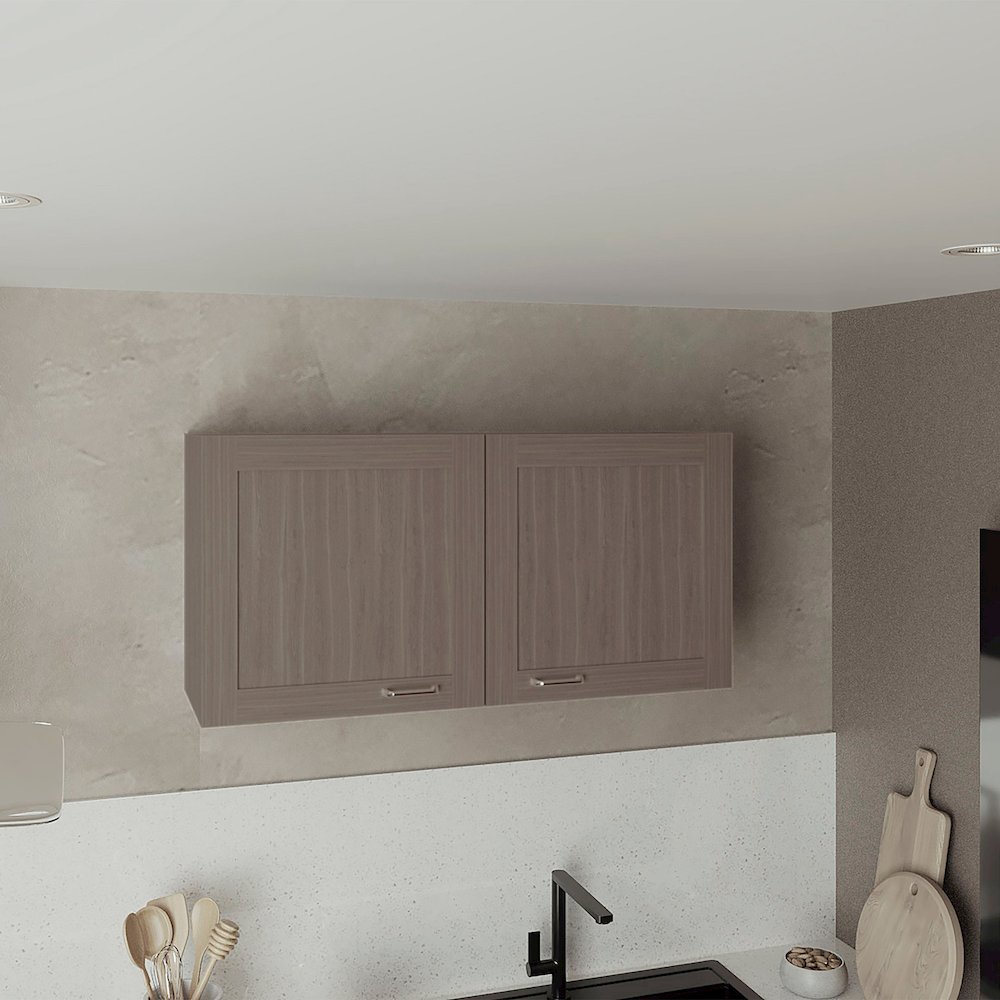 Zurich Wall Cabinet, Double Door Light Gray MDF. Picture 3