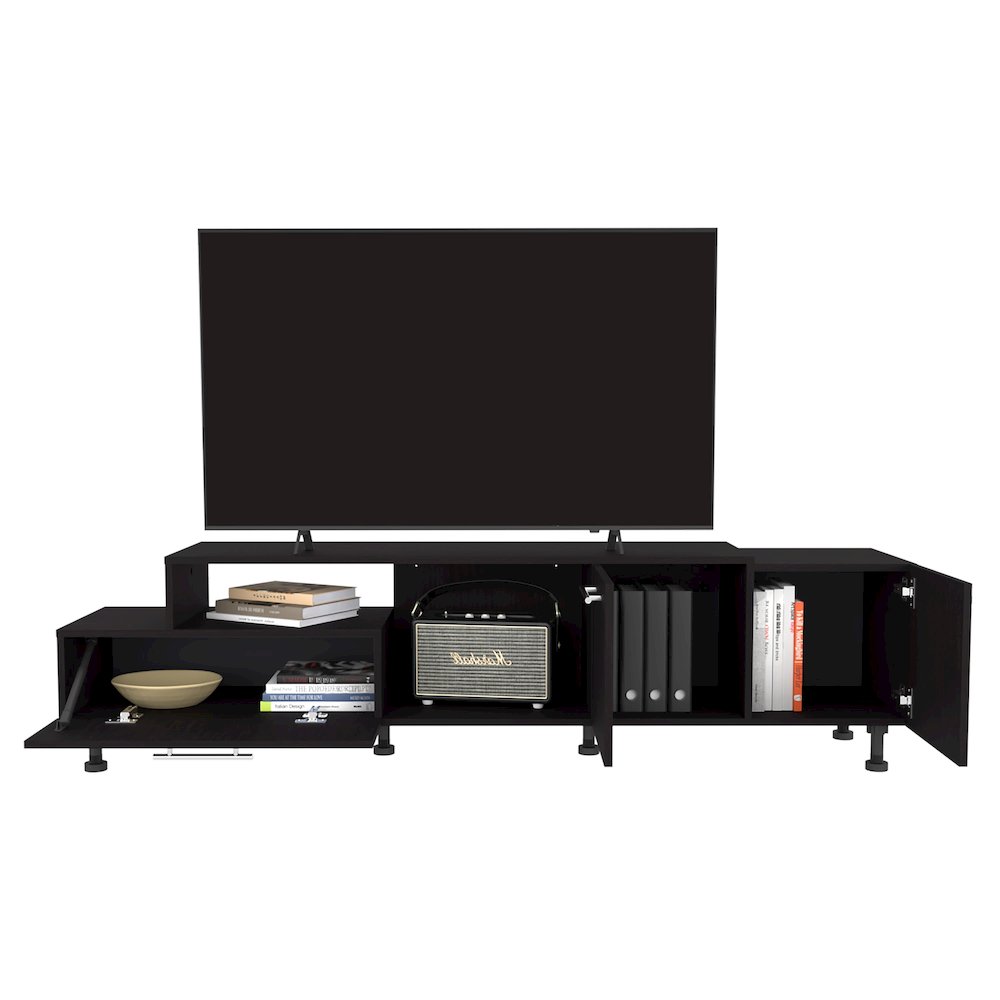 Athol 69" Wide Tv Stand Black MDF. Picture 2