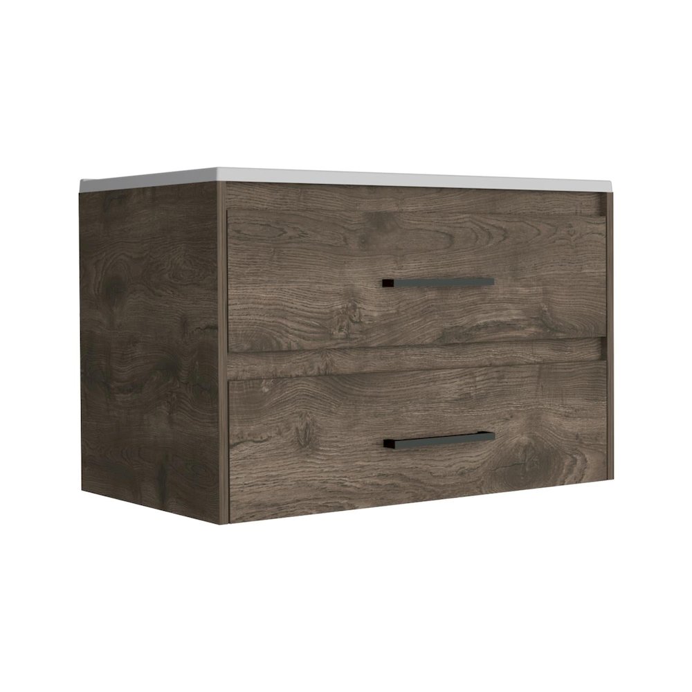 Praga Floating Vanity Sink Dark Brown / White MDF. Picture 1