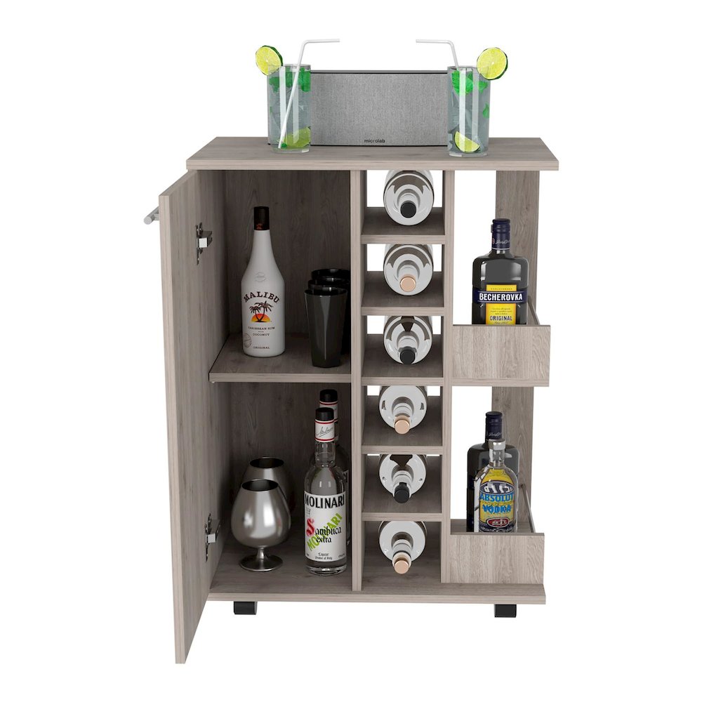 Bar Cart Light Gray MDF. Picture 2