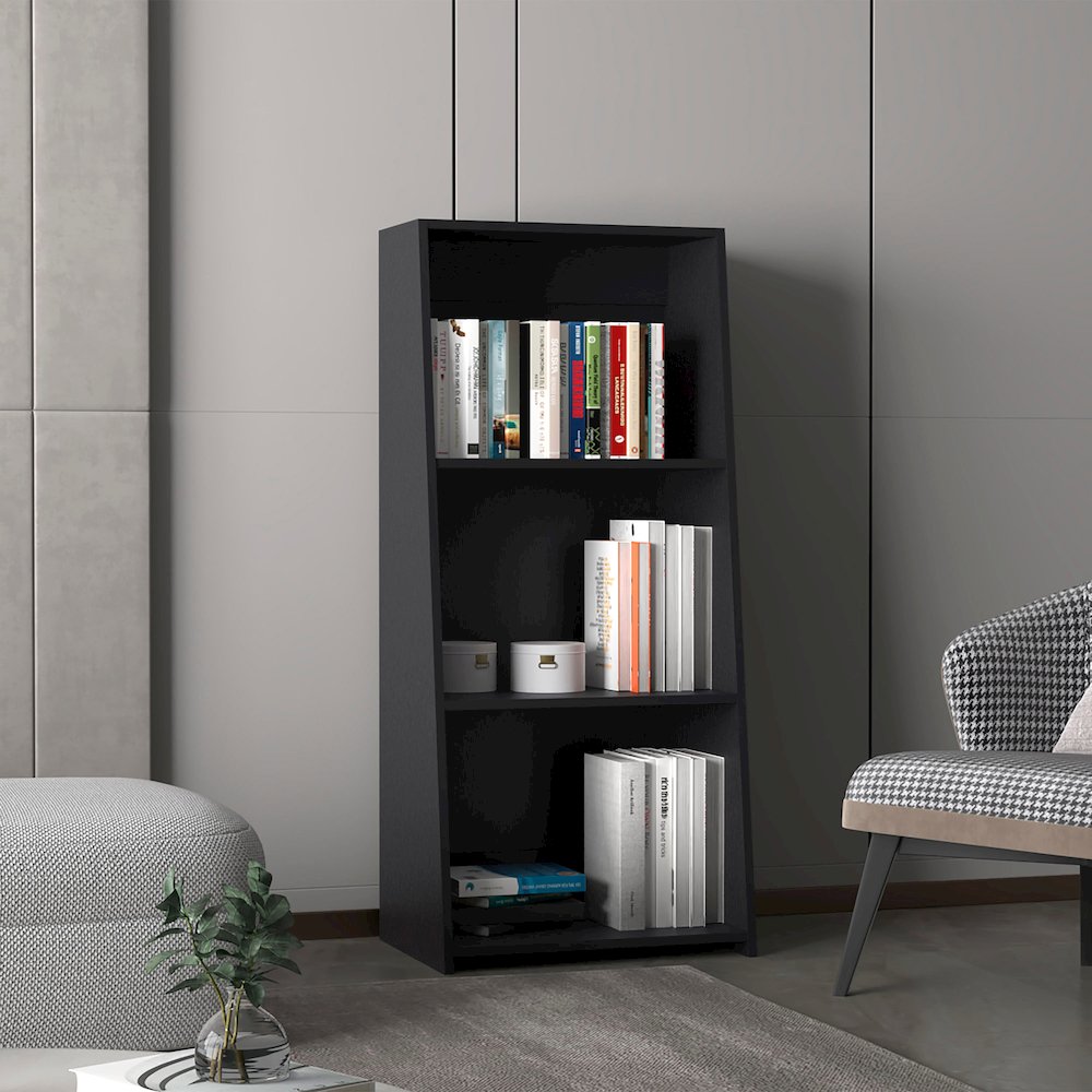 Note Ladder Bookcase Black MDF. Picture 4