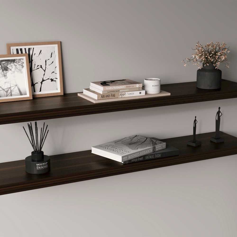 Ecco 47" Wide Floating Shelves Set Of 2, Shelves For Wall Decor, Dark Oak. Picture 4