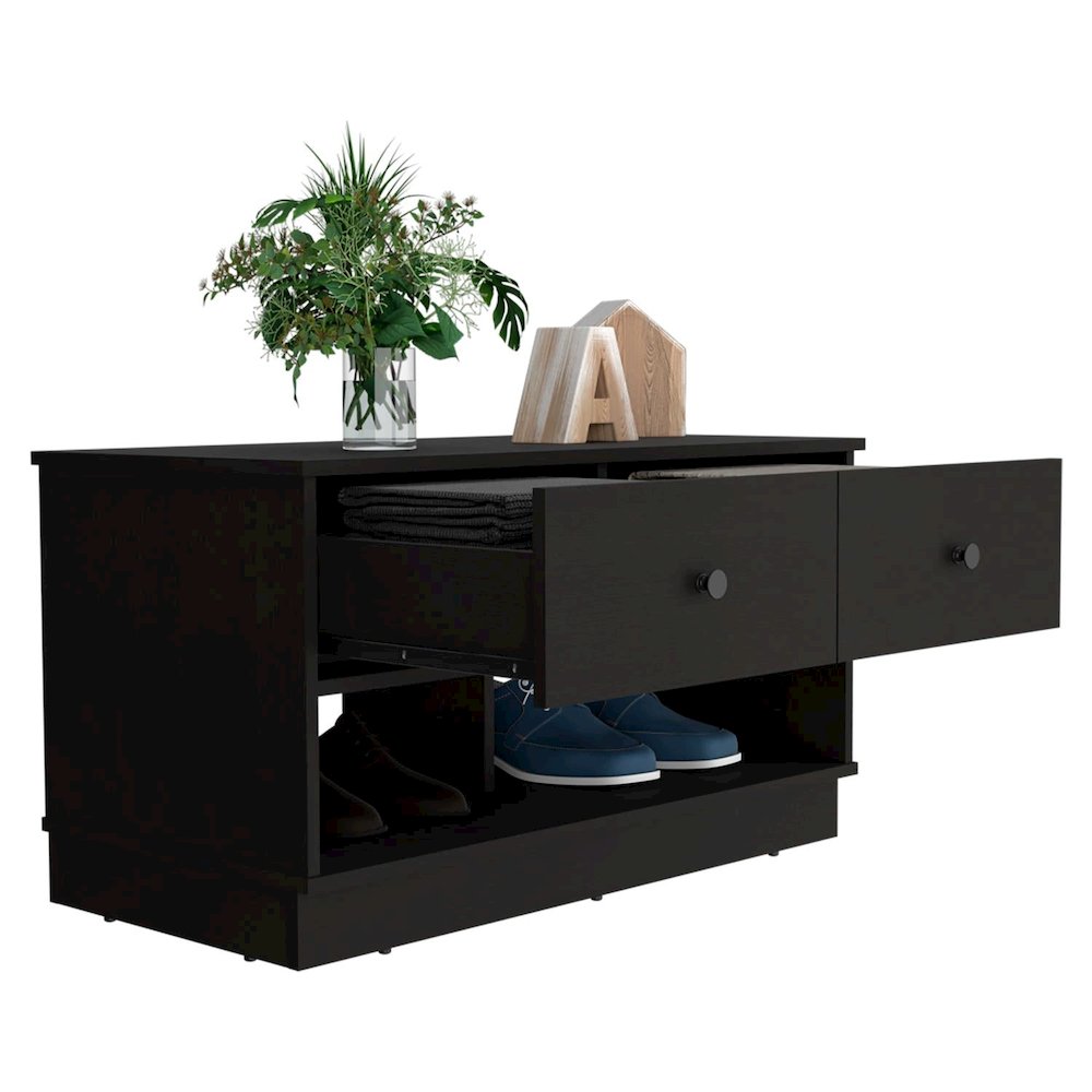 TuHome Hamilton Storage Bench Black MDF. Picture 2