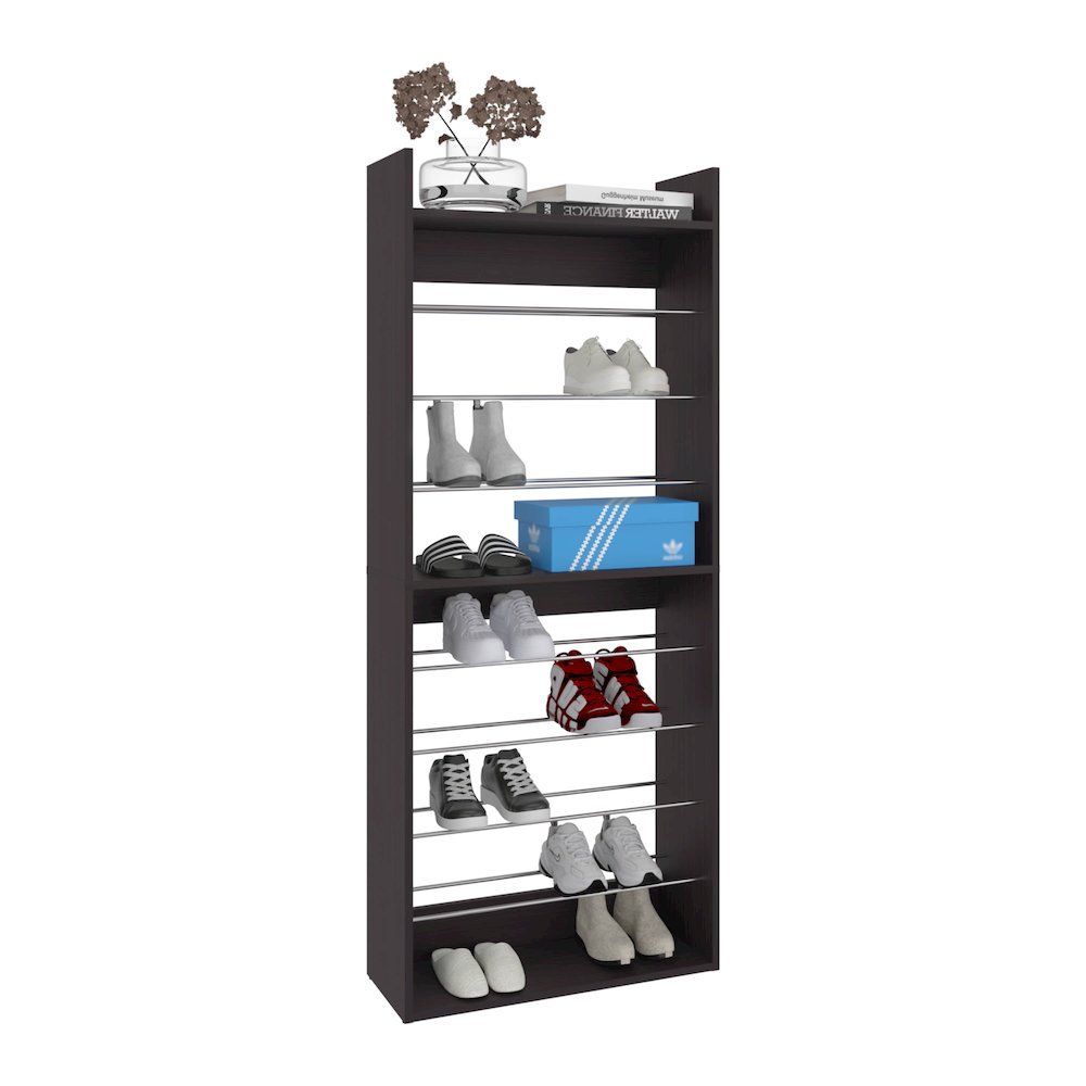 10-Tier Shoe Rack With Slim Vertical Design, Freestanding Footwear Storage,Black. Picture 5