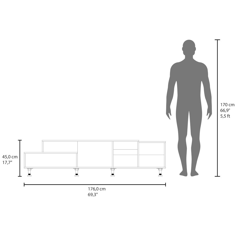 Athol 69" Wide Tv Stand Black MDF. Picture 5