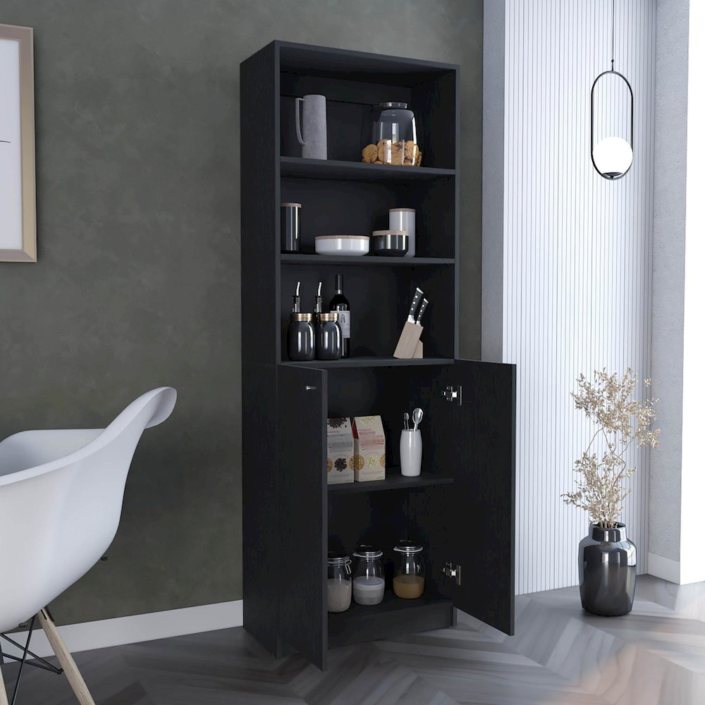 Home 2-Door Bookcase Black MDF. Picture 5