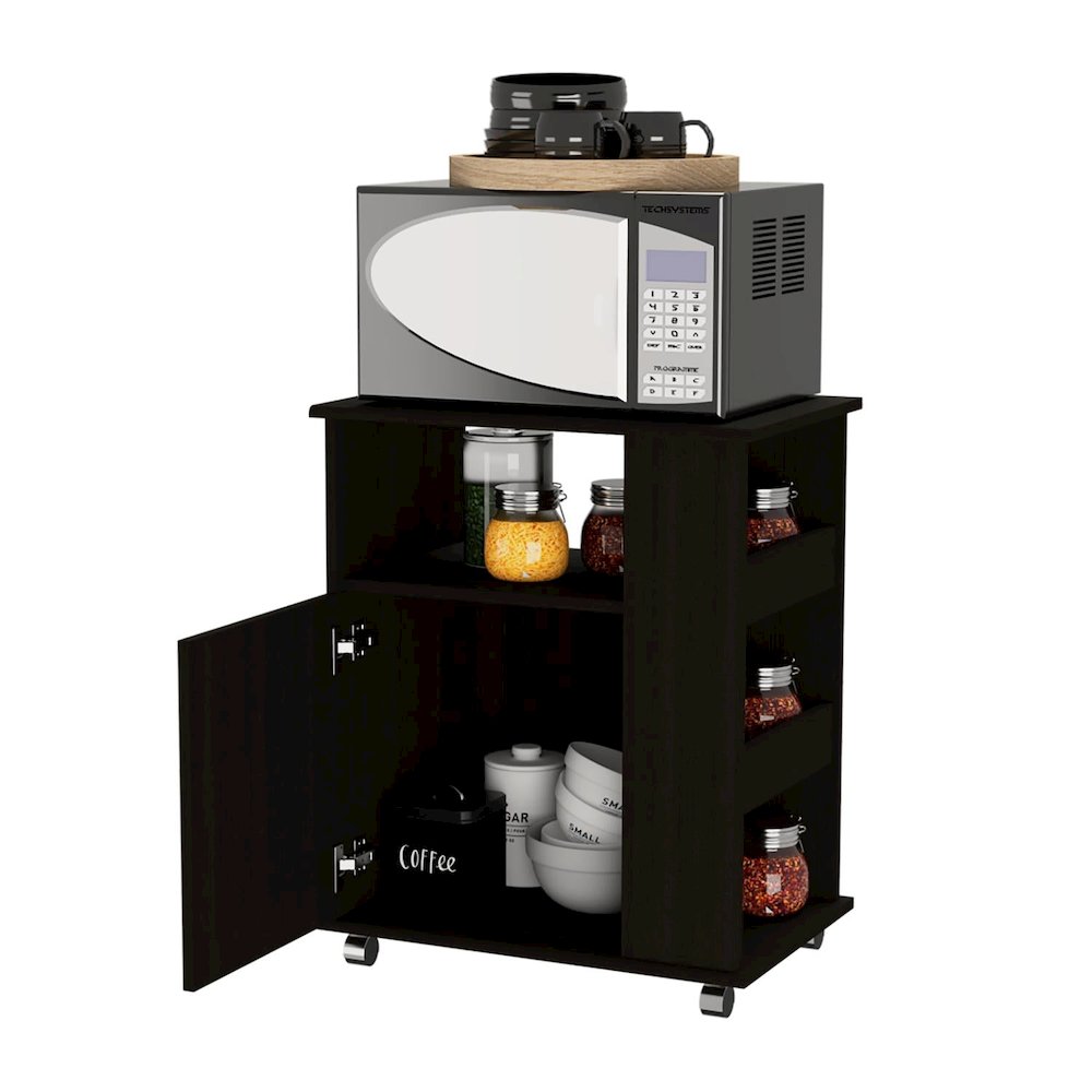Microwave Cart Black MDF. Picture 1
