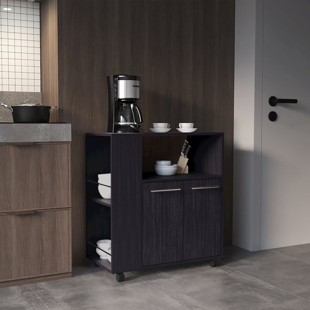 Eldon Kitchen Cart Black Wengue MDF. Picture 4