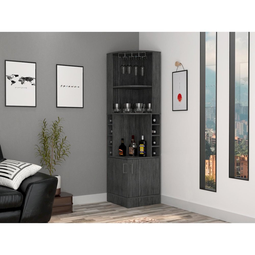 Syrah Bar Cabinet Smokey Oak MDF. Picture 3