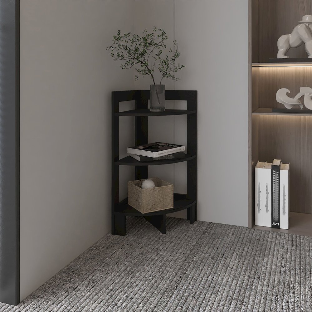 Riga Corner Side Table Black Wengue MDF. Picture 3