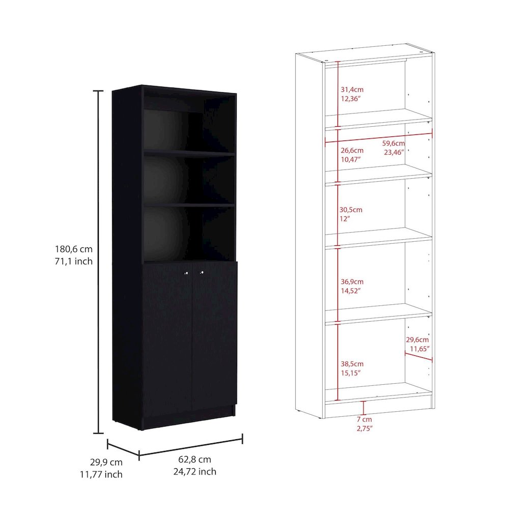 Home 2-Door Bookcase Black MDF. Picture 4