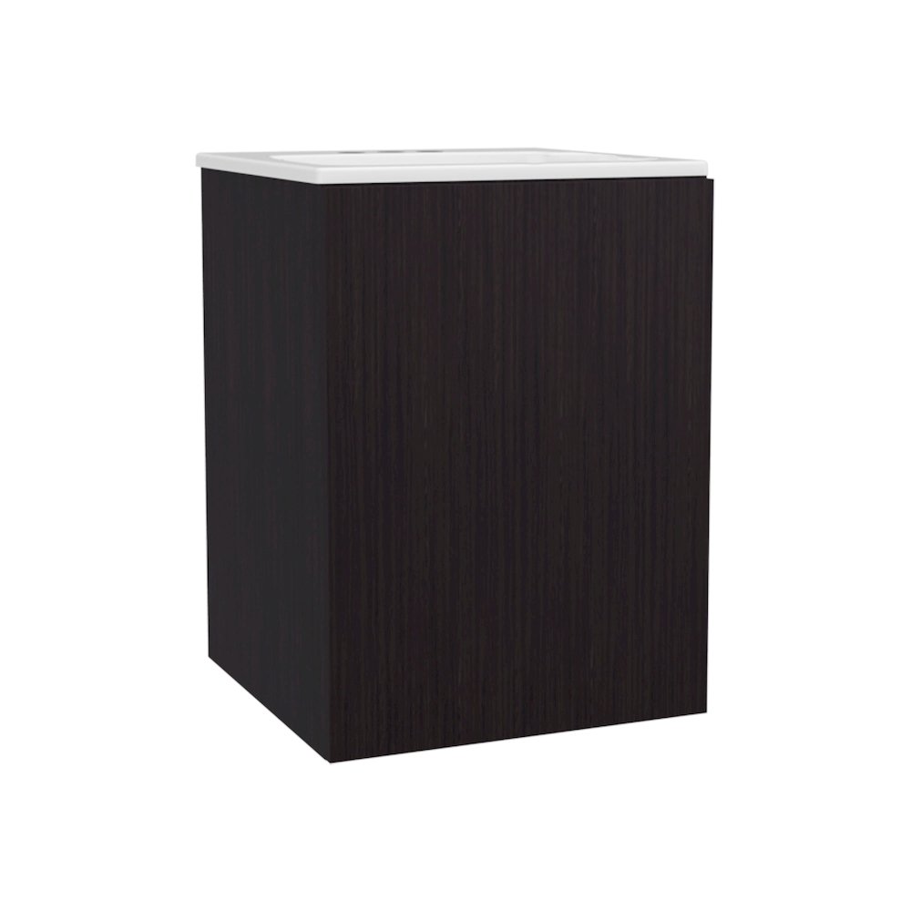 Standing Bathroom Vanity With One Door Cabinet And Open Shelf, Black. Picture 2