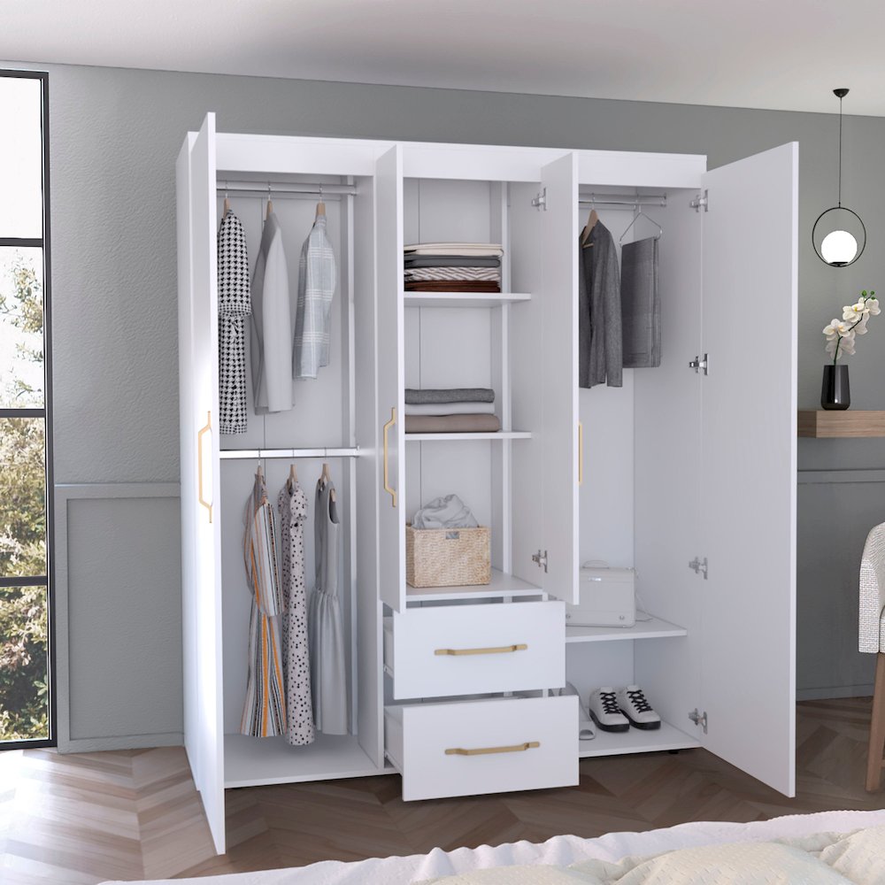 Bariloche 4-Door Armoire White MDF. Picture 3