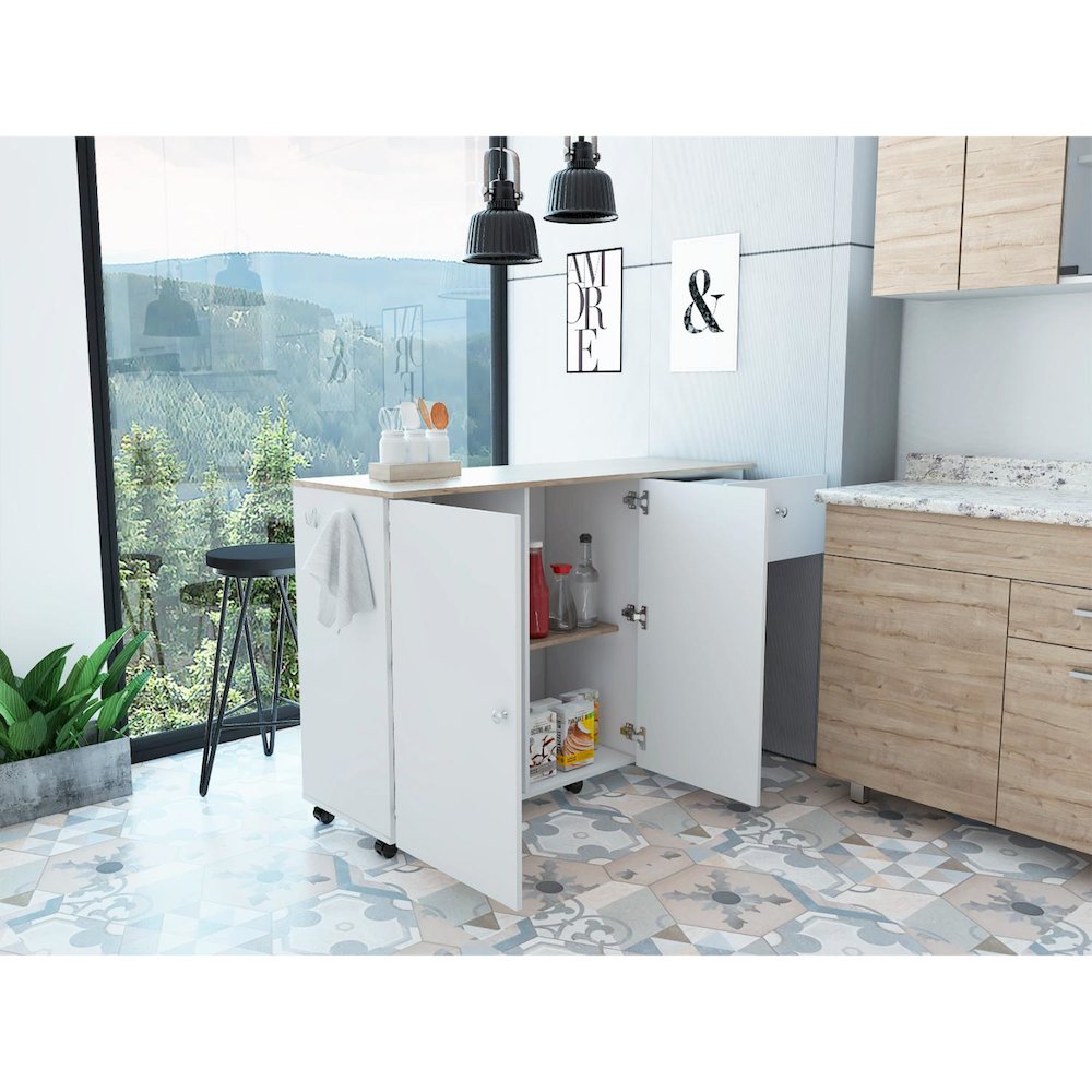Victoria Kitchen Island White / Light Oak MDF. Picture 3