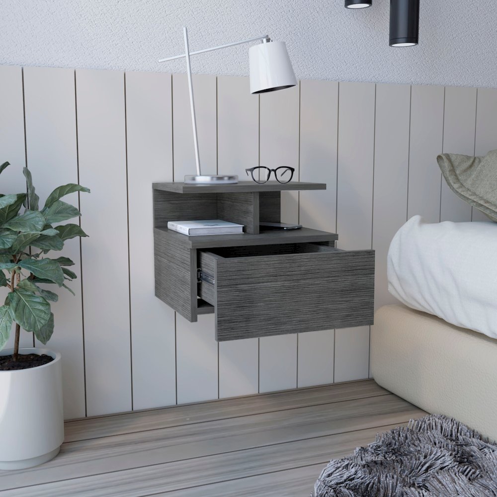 Adele Floating Nightstand Smokey Oak MDF. Picture 5