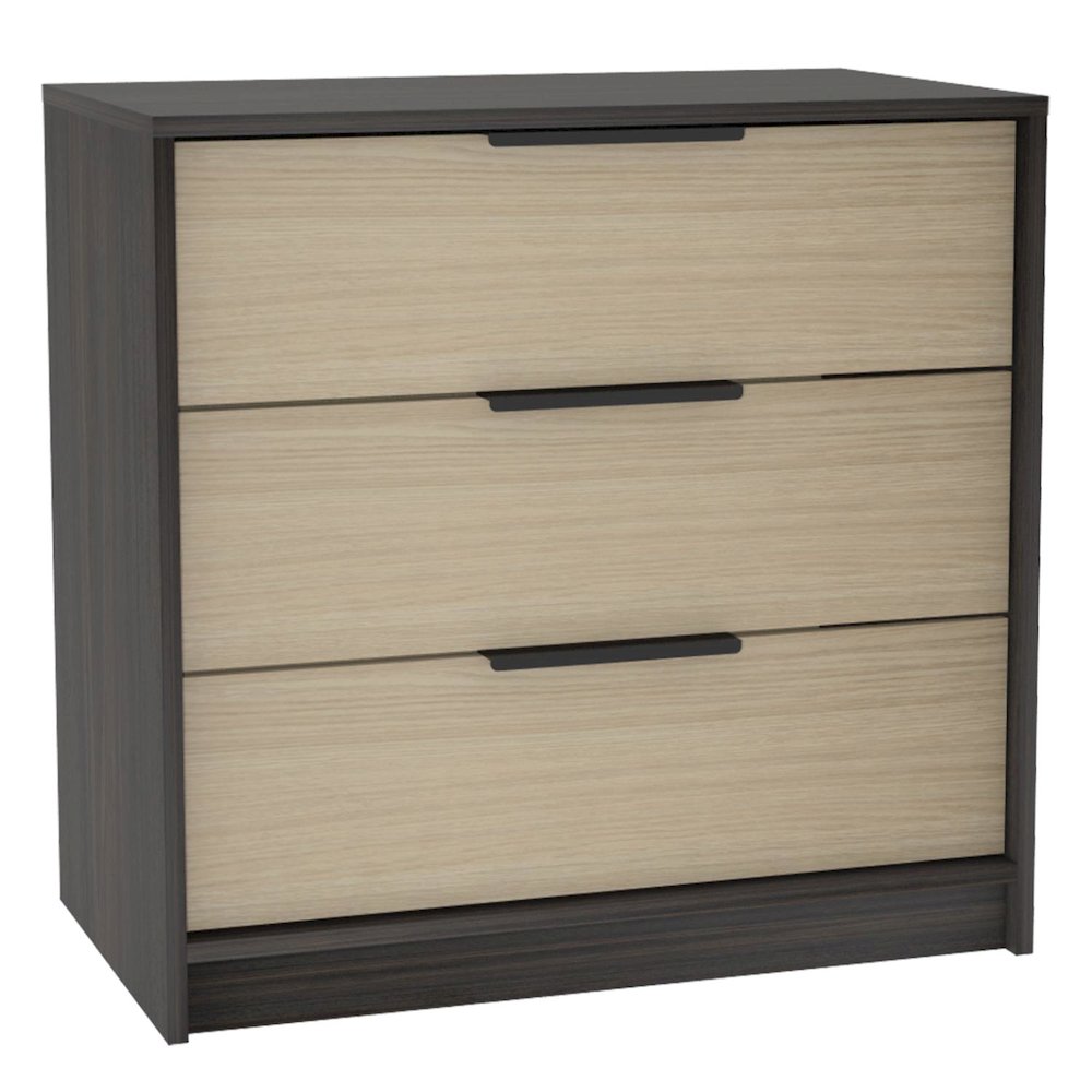 Kaia Three Drawer Dresser Black / Pine MDF. Picture 1