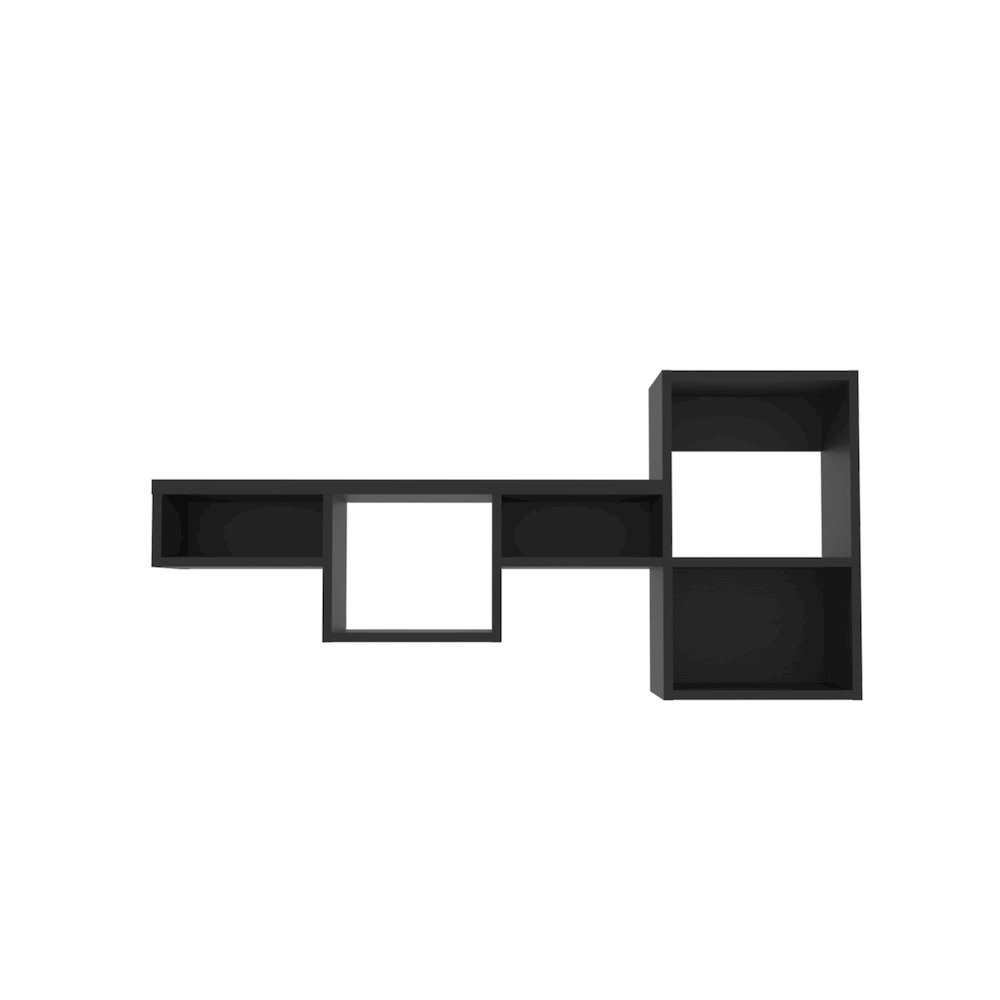 WALLSHE 47" Wide 7-Tier Wall Shelf Black Wengue MDF. Picture 1