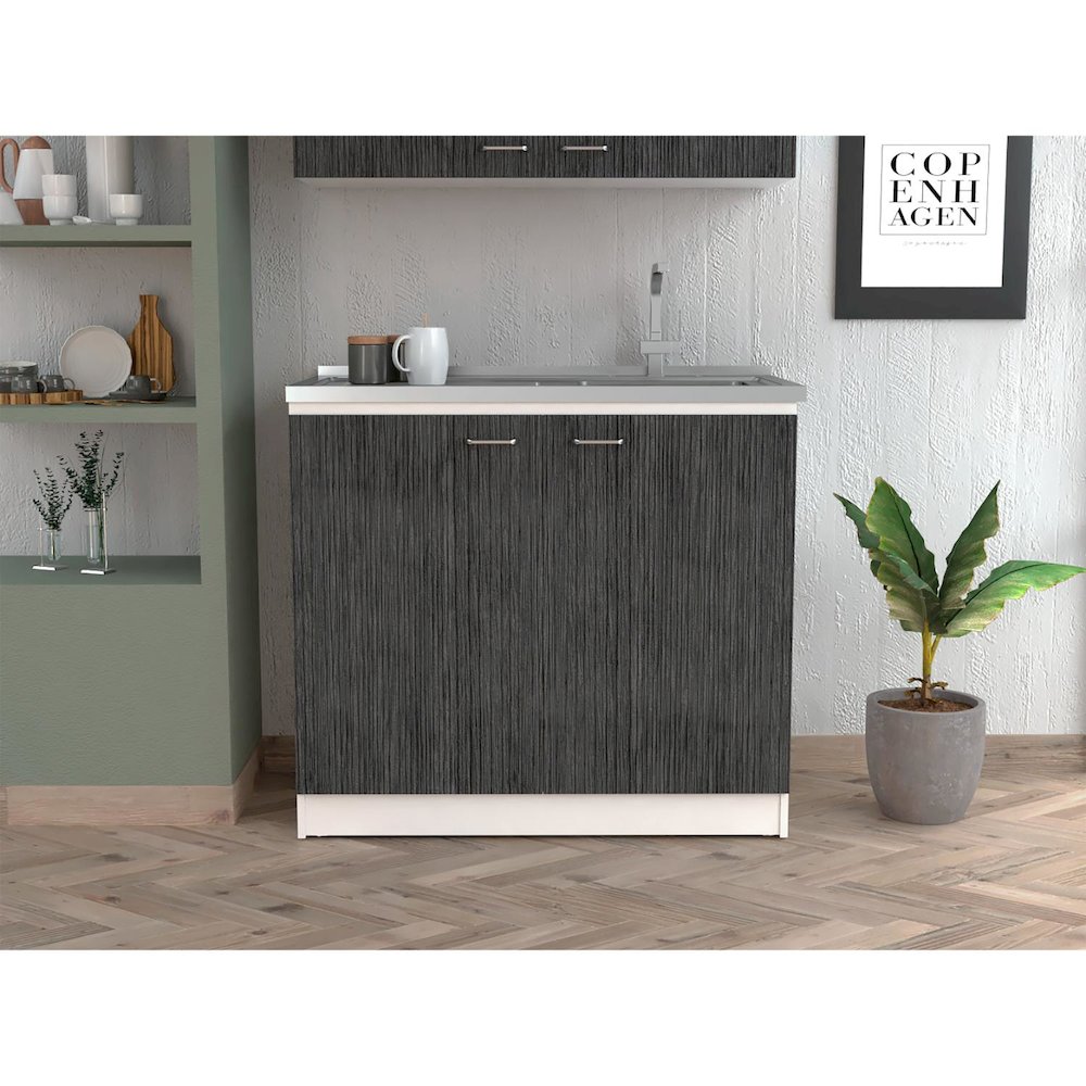 Marsella Corner Bar Cabinet Mahogany / Macadamia MDF. Picture 3