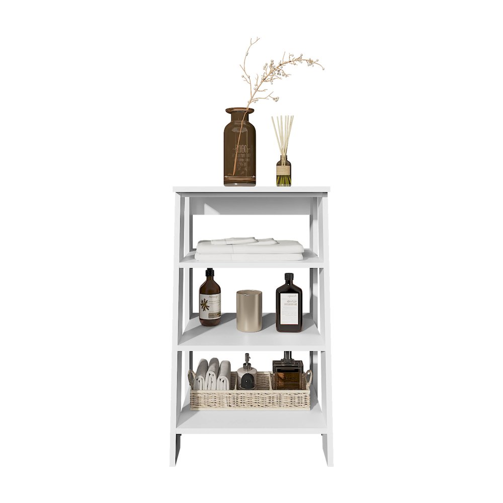 BATHBI 4-Tier Ladder Shelf White MDF. Picture 5