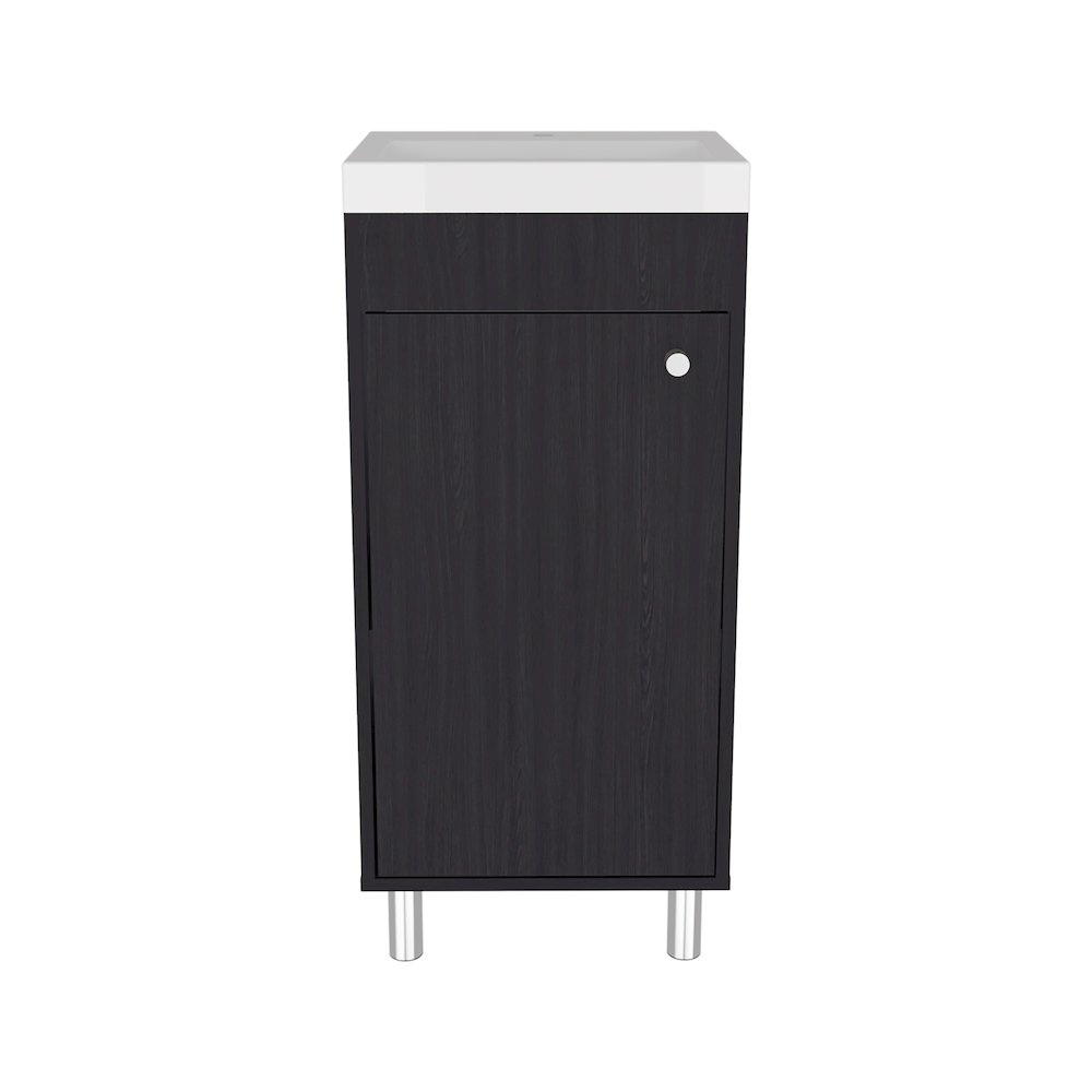 Freestandin Bathroom Vanity With One Door, Two Shelves, Sink Base Cabinet, Black. Picture 1