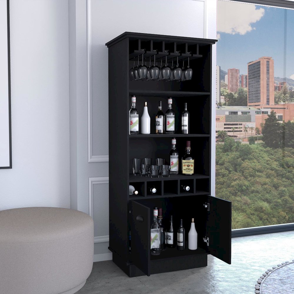Dundee Bar Cabinet Black MDF. Picture 5