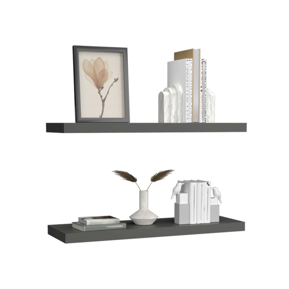 Ecco 31.5" Wide Floating Shelves Set of 2 Matt Gray MDF. Picture 1