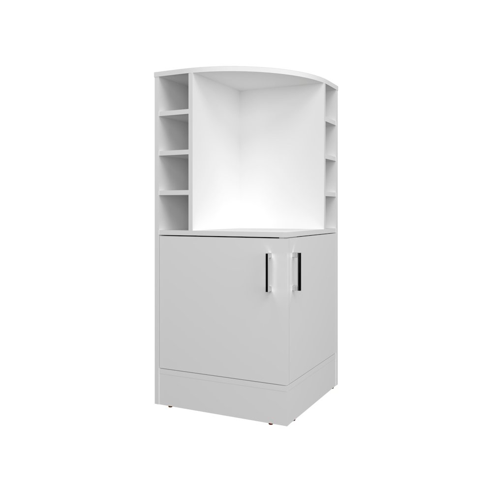 Jakes 42" Tall Corner Bar Cabinet White MDF. Picture 5
