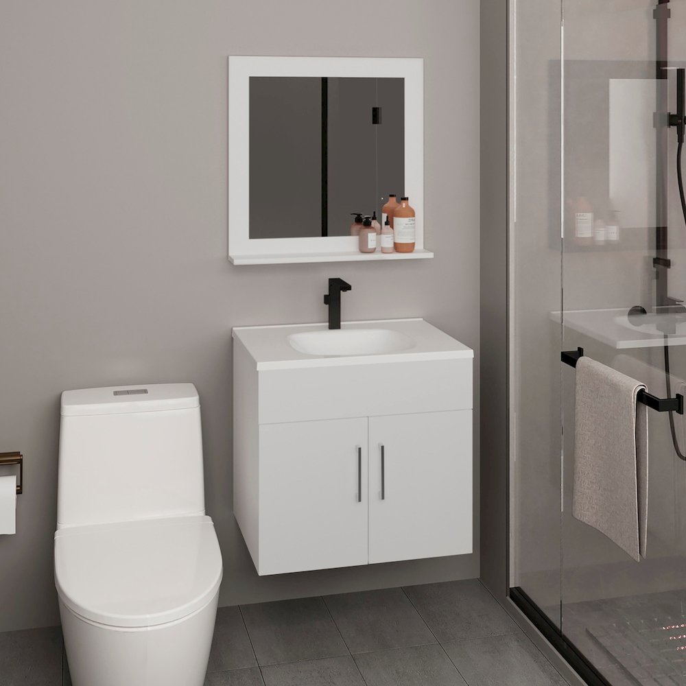 Blake Bathroom Cabinet with Mirror Cabinet White MDF. Picture 3