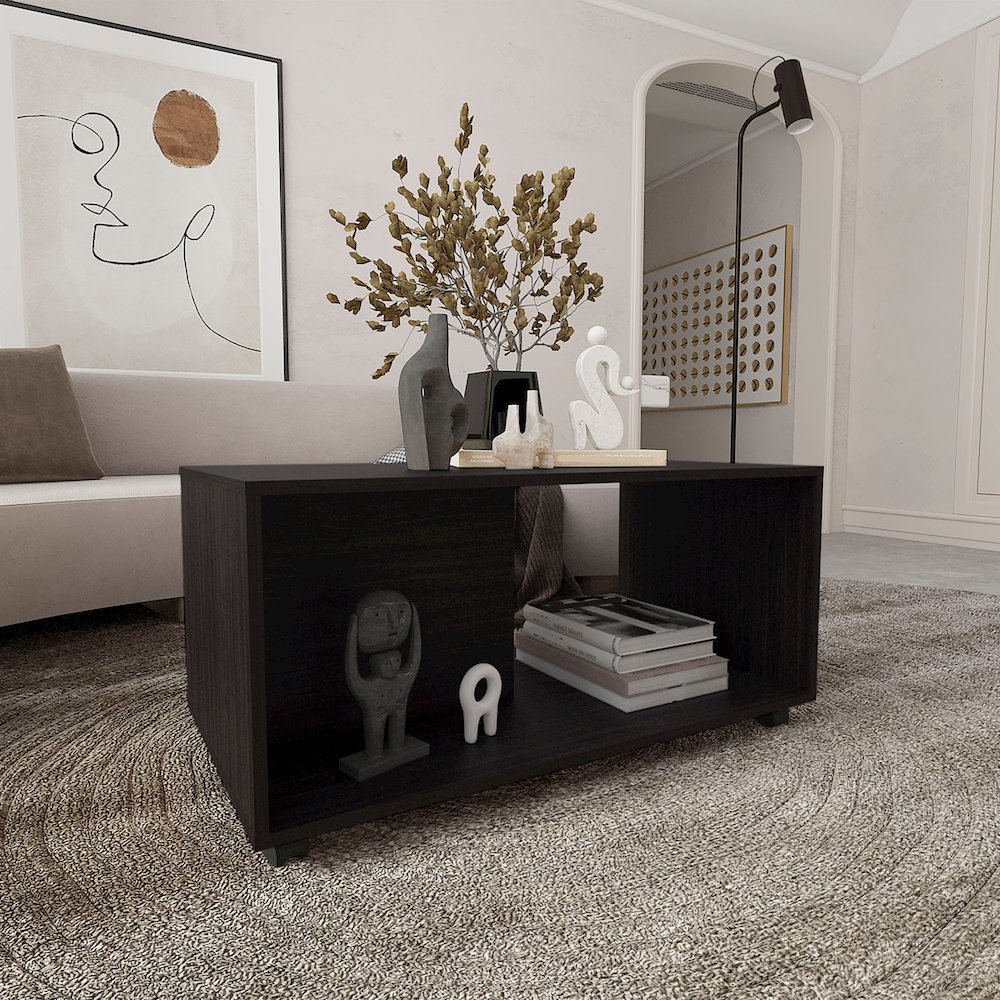 Patrick 36" Wide Coffee Table Black MDF. Picture 3