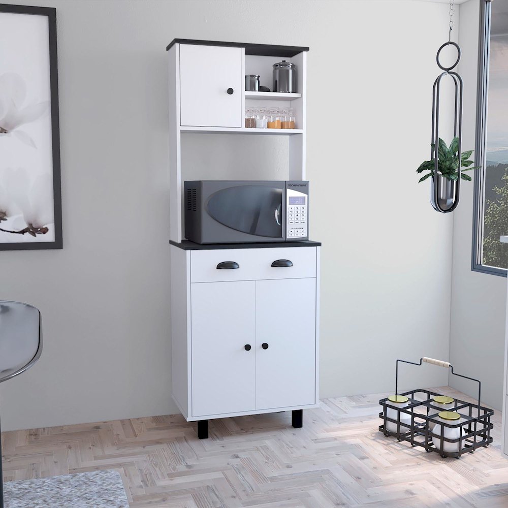 Salen Kitchen Pantry White/Black MDF. Picture 3