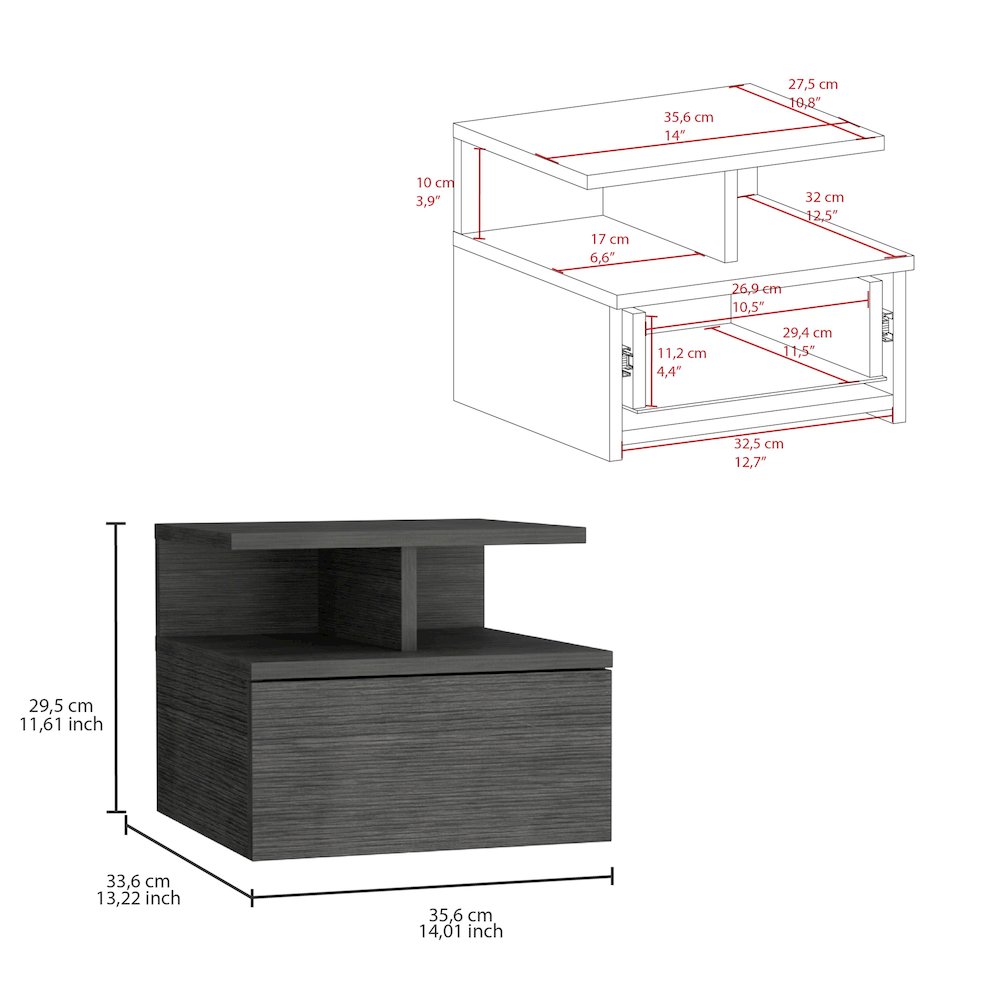 Adele Floating Nightstand Smokey Oak MDF. Picture 4