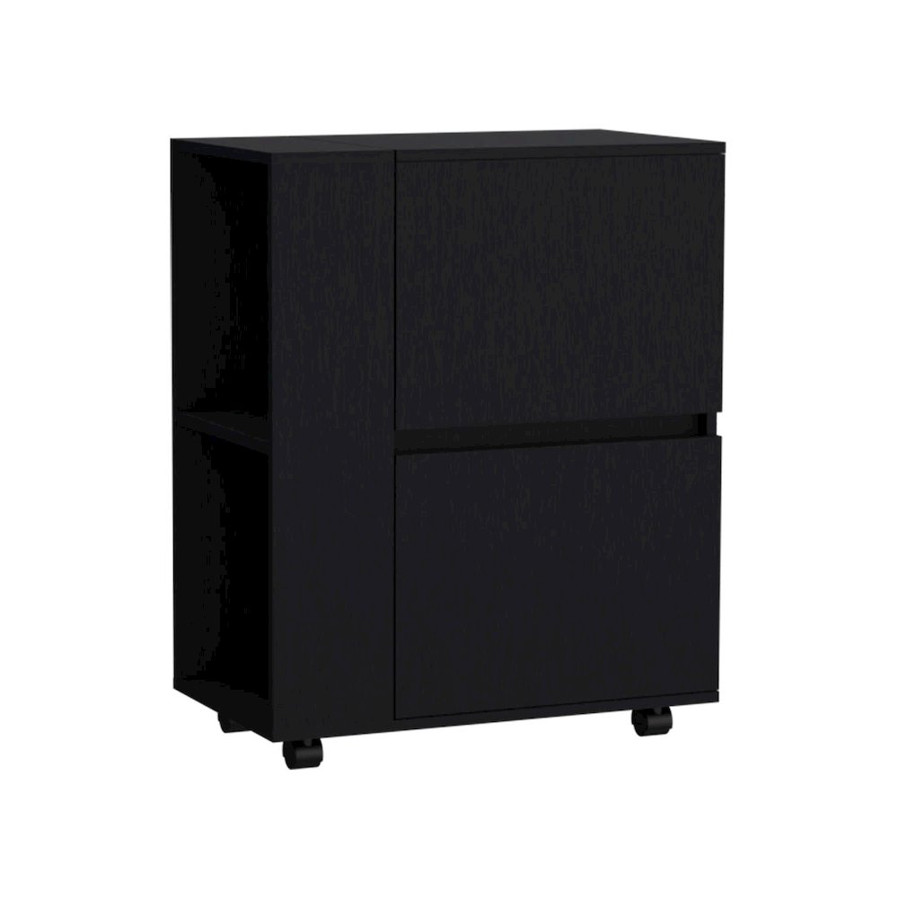 Glasgow Bar Cart Black MDF. Picture 1