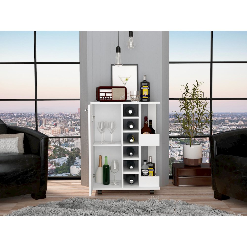 Bar Cart White MDF. Picture 5