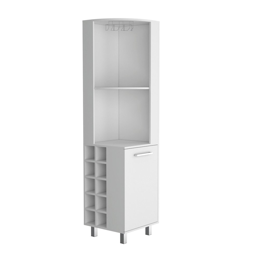 Kaia Corner Bar Cabinet White MDF. Picture 1