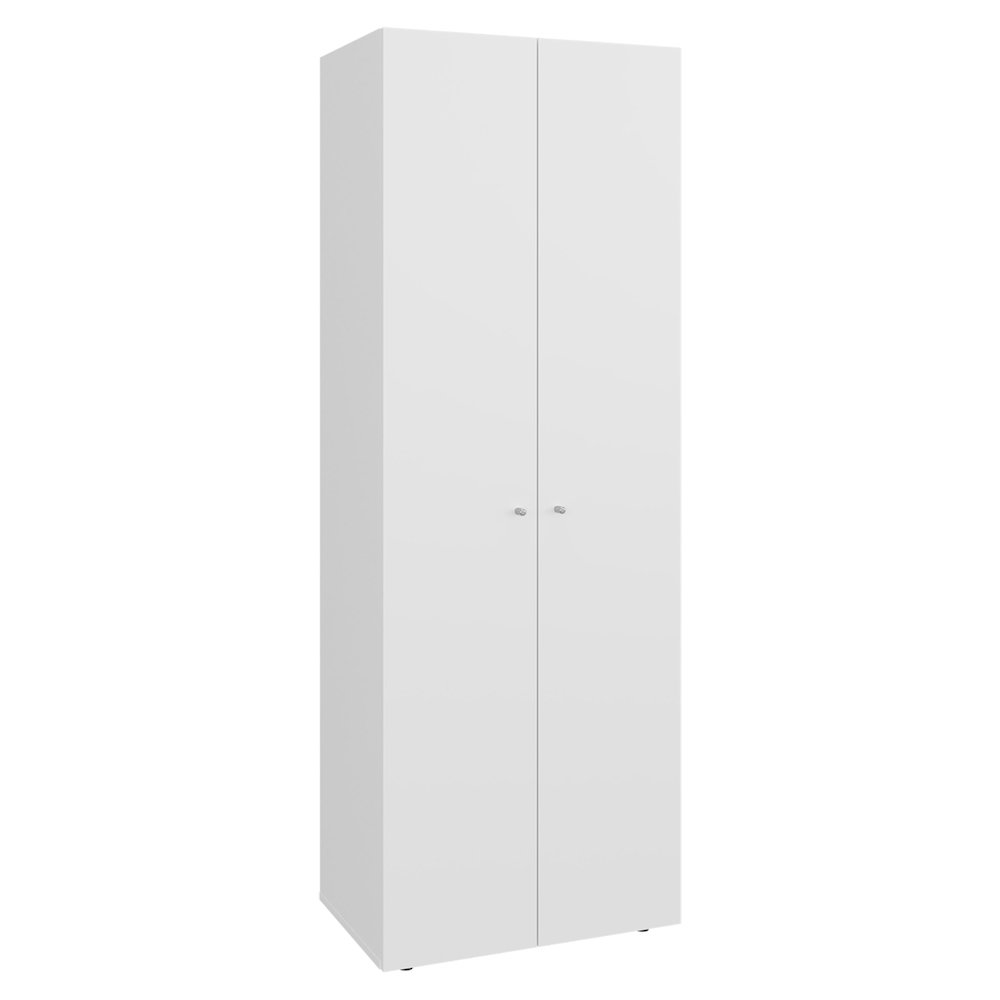 Home 2 Door Closet System, Four Fixed Shelves, Compact Wardrobe, White. Picture 2