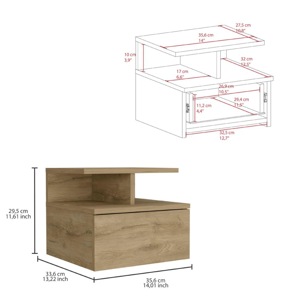 Adele Floating Nightstand Macadamia MDF. Picture 4