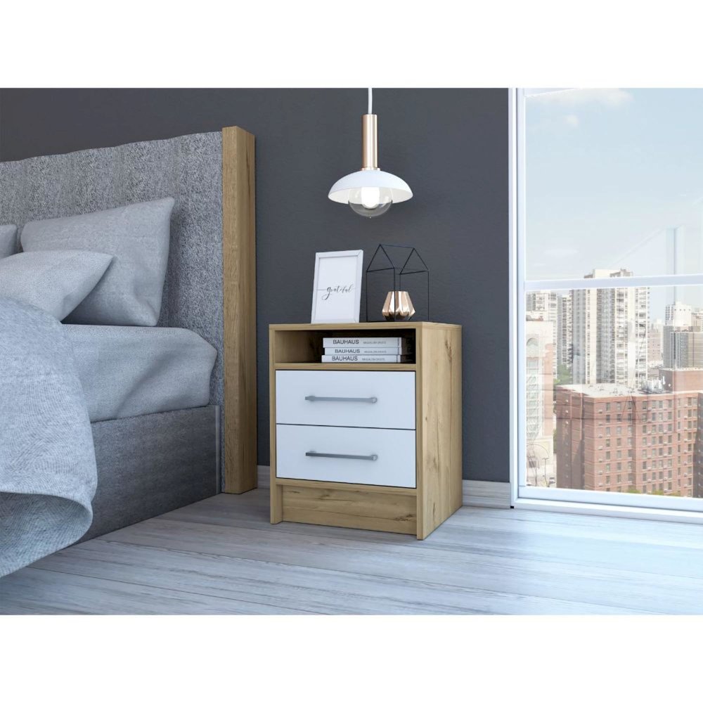 Eter Nightstand White / Light Oak MDF. Picture 3