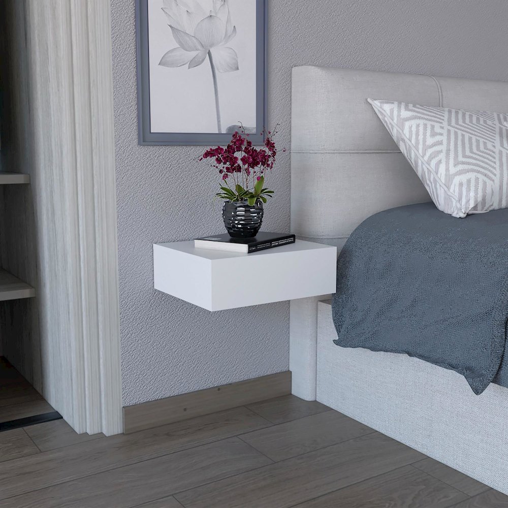 Milano Floating Nightstand White MDF. Picture 3