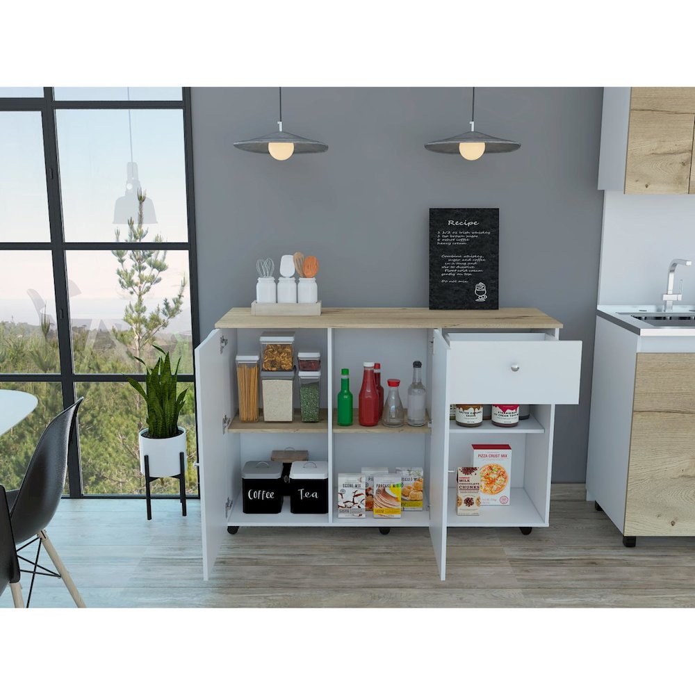 Victoria Kitchen Island White / Light Oak MDF. Picture 5