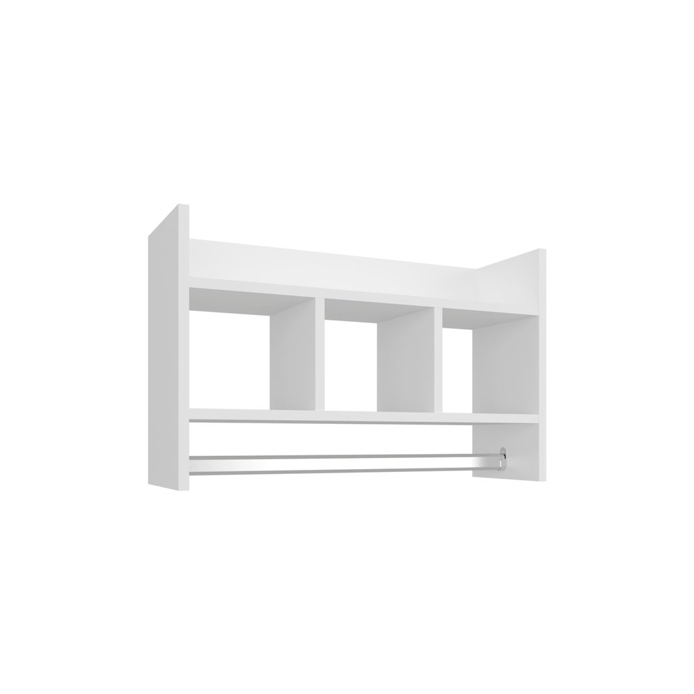 Bathroom Wall Shelf with Towel Bar, Compact Storage and Towel Holder, White. Picture 1