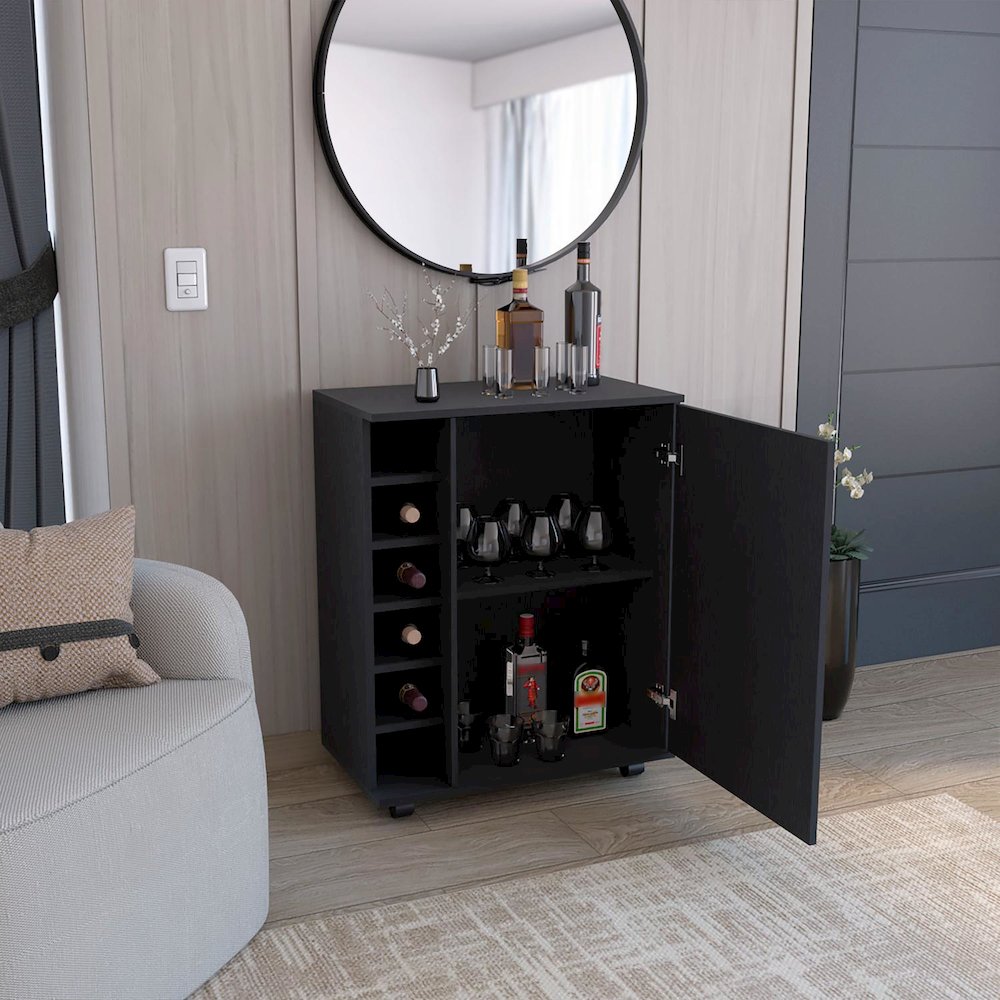 Wick Bar Cart Black MDF. Picture 5