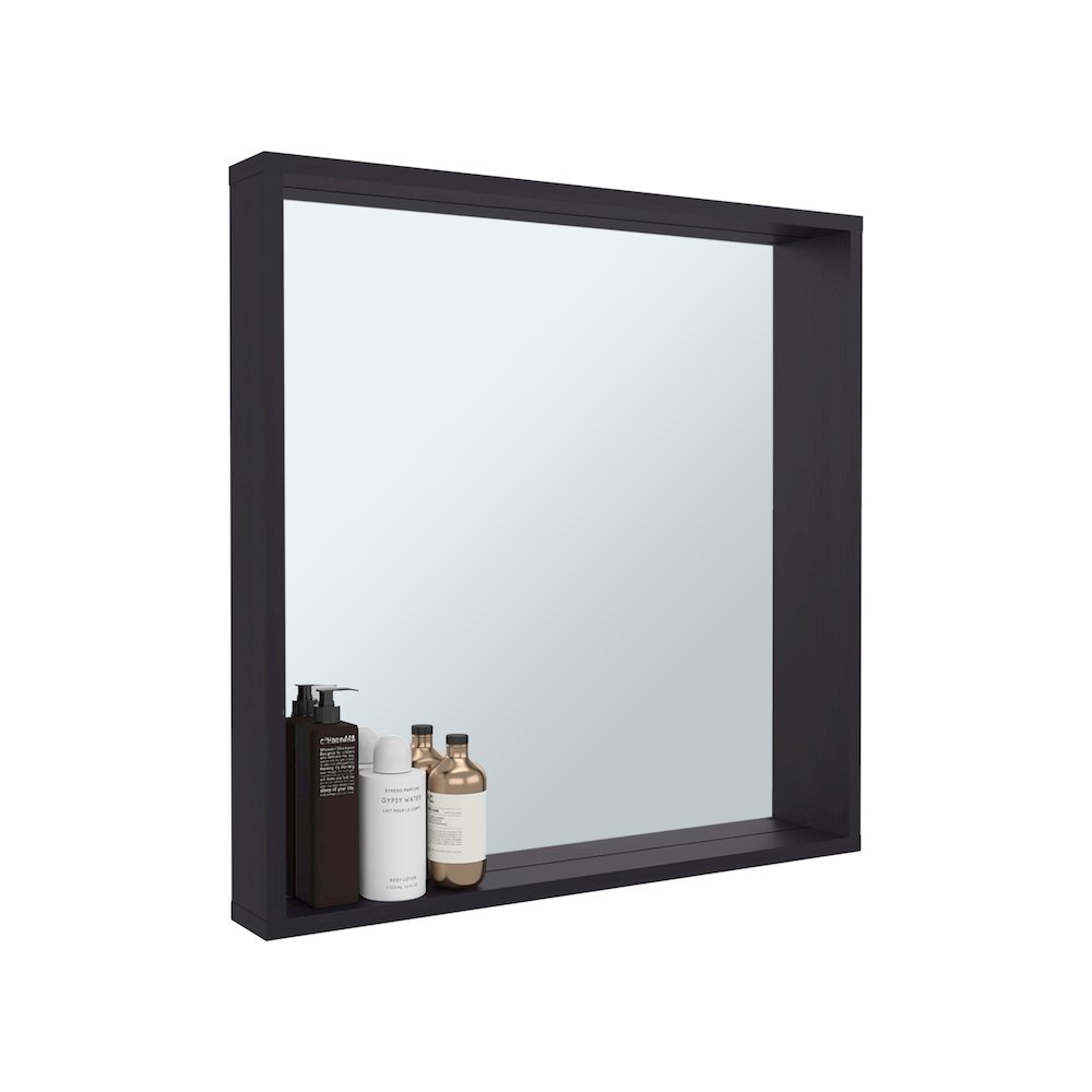 Medicine Cabinet with Mirror and Storage, Wall-Mounted Bathroom Organizer, Black. Picture 2