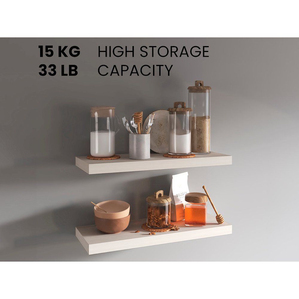31.5" Wide Floating Shelves Set Of 2, Shelves For Wall Decor, White Washed Oak. Picture 2