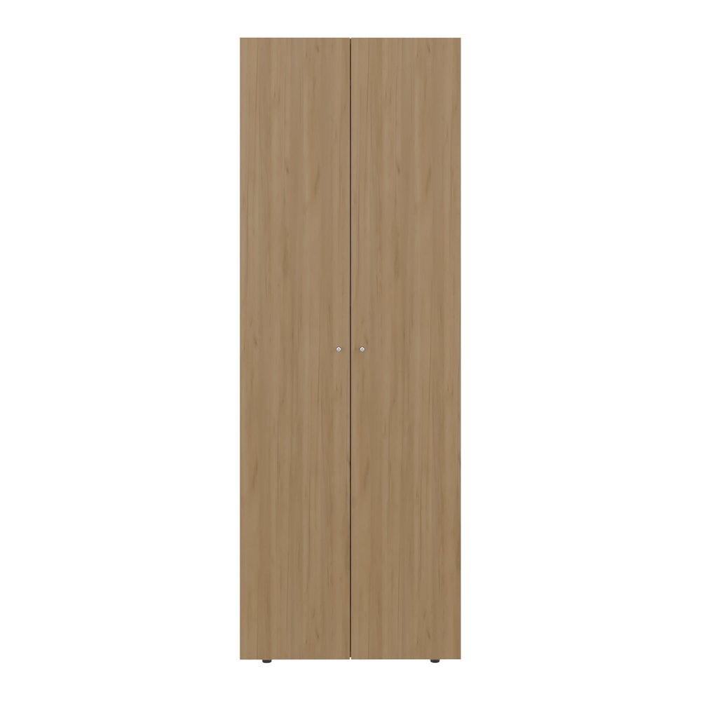 2 Doors Closet System Armoire, Hanging Rod and Storage Shelf, Natural Oak. Picture 1