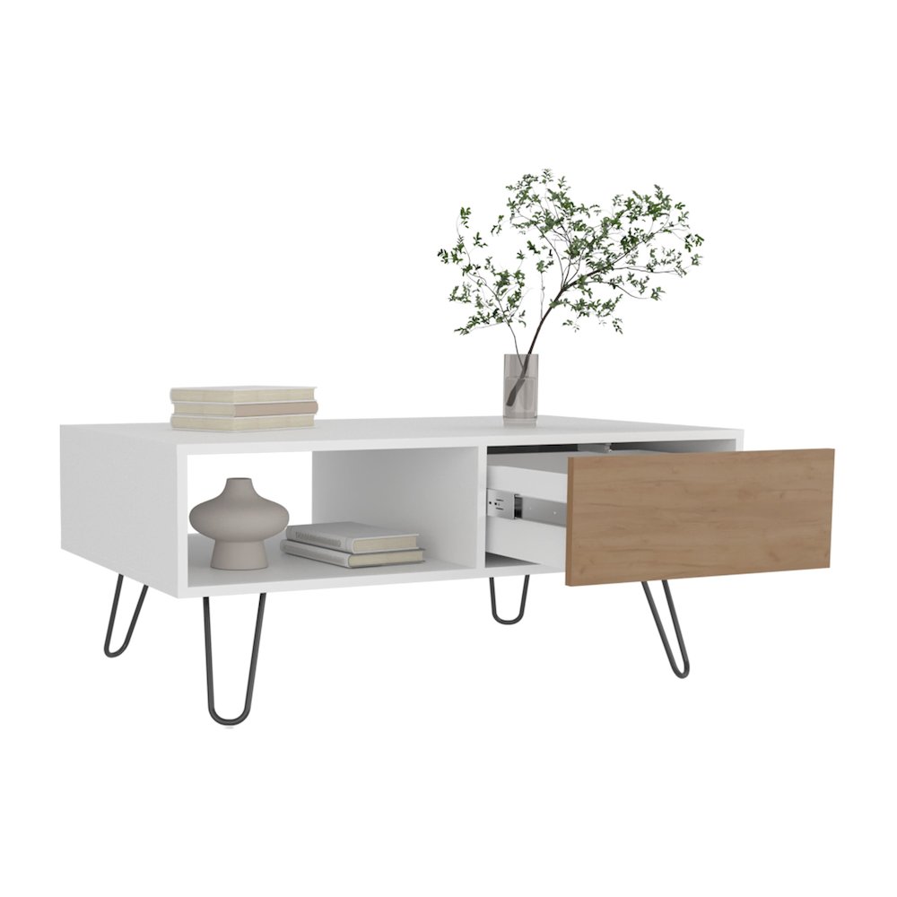 Tori Coffee Table Natural Oak - White MDF. Picture 2