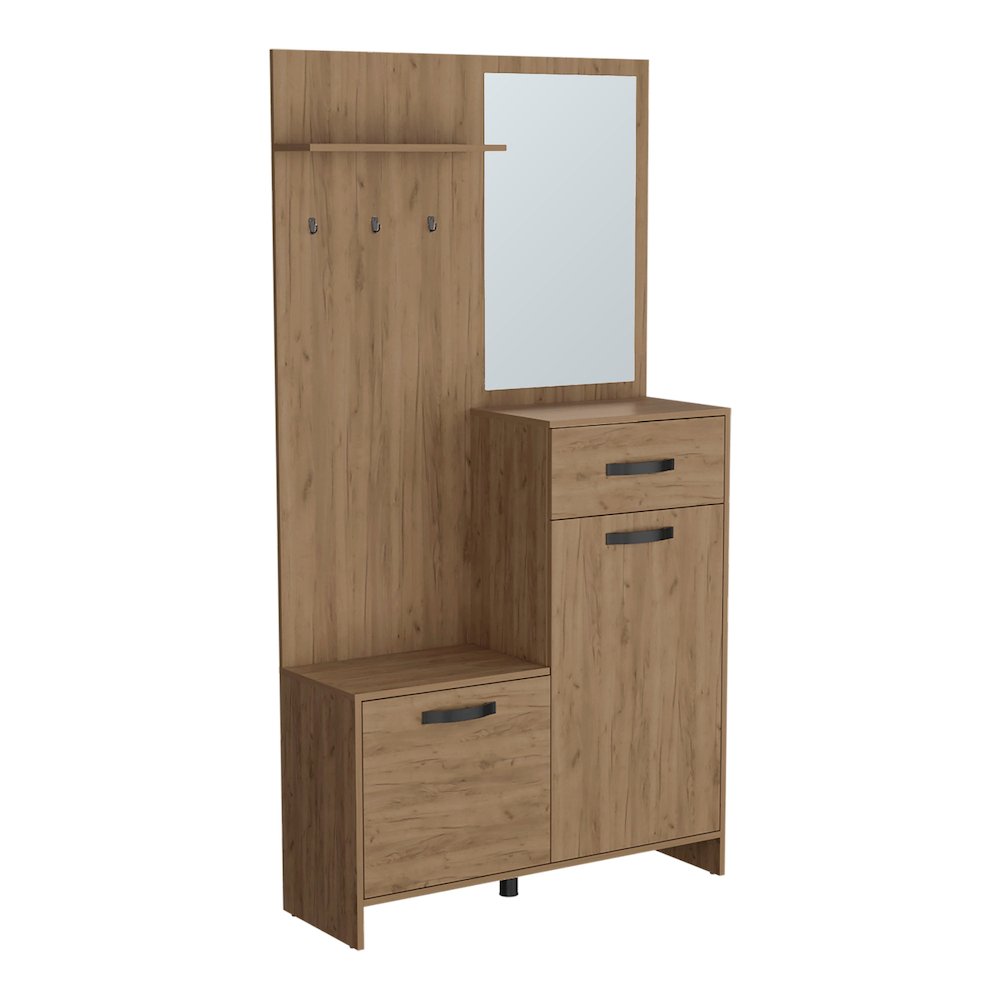 Parker 75" Tall Hall Tree Natural Oak MDF. Picture 1