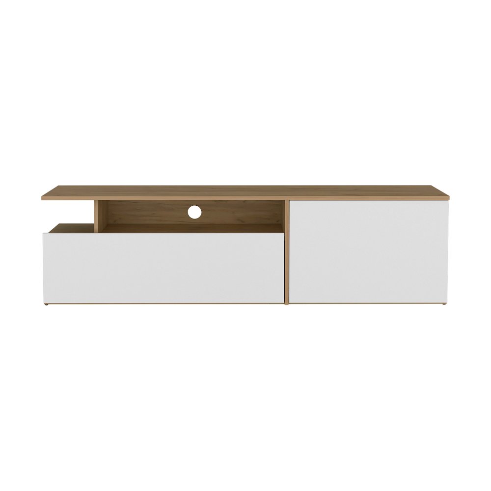 Selma Floating 63" Wide Tv Stand Natural Oak - White MDF. Picture 1