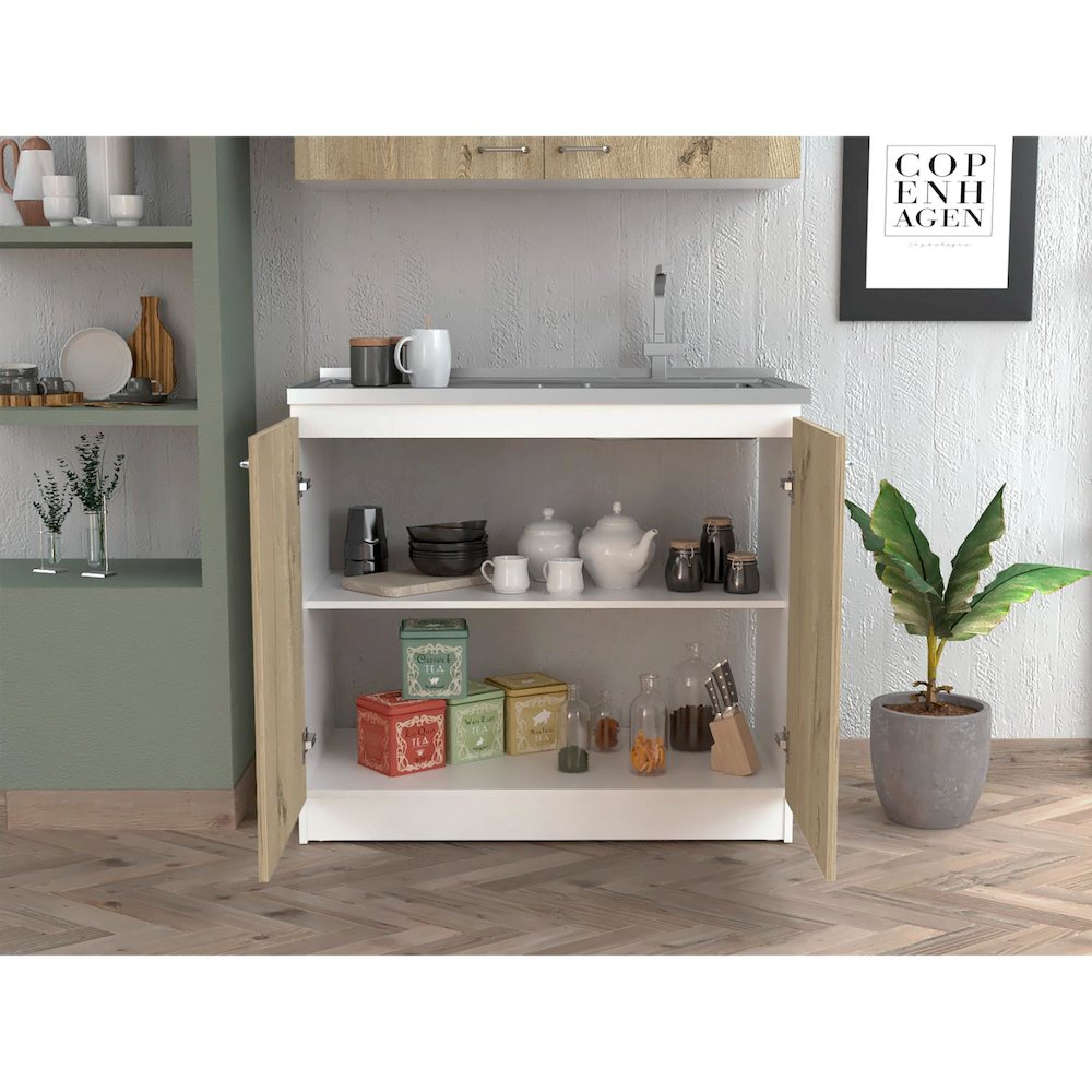 Napoles Utility Sink White / Light Oak MDF. Picture 5
