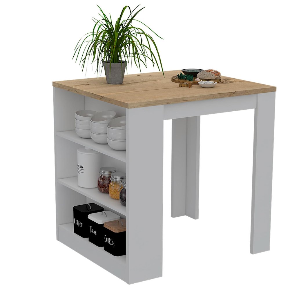Tanna Kitchen Island White / Light Oak MDF. Picture 2