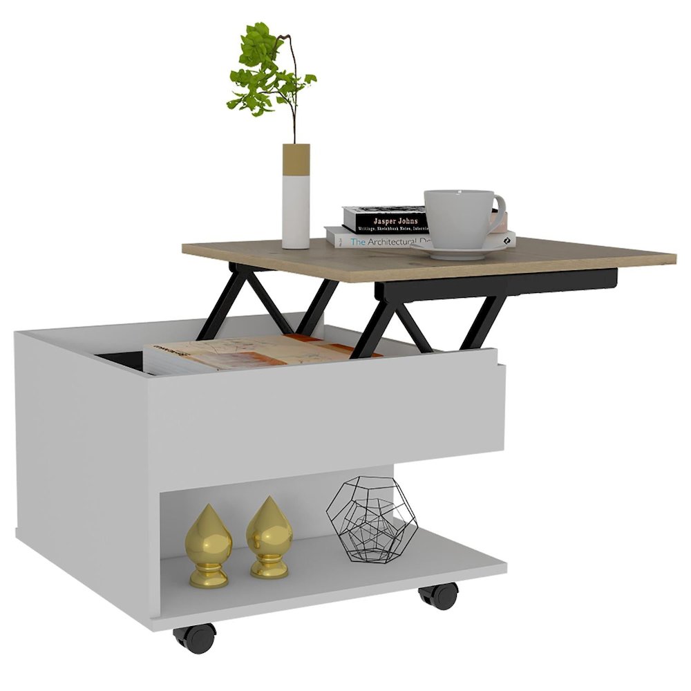 Luanda Coffee Table White / Light Oak MDF. Picture 2